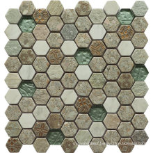 Hexagon Outdoor Floor Mix Color Stone Mosaic Tile